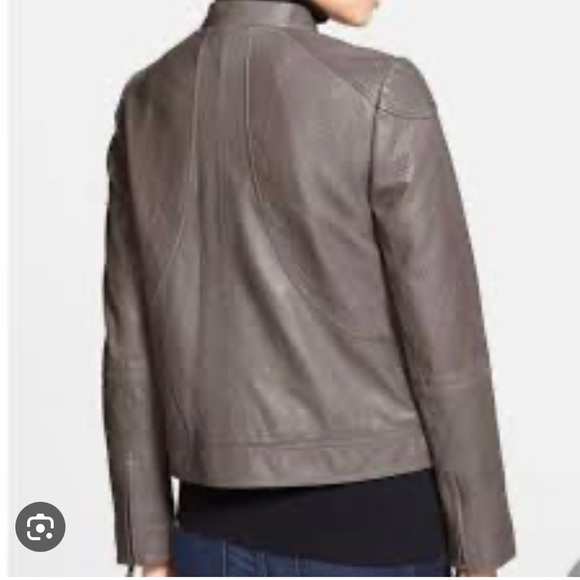 TORY BURCH Brandy Leather Zip Moto Jacket - Picture 5 of 6